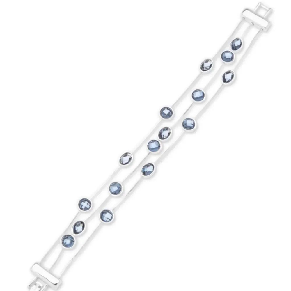 NWT Anne Klein Stone Station Triple-Row Flex Bracelet - blue